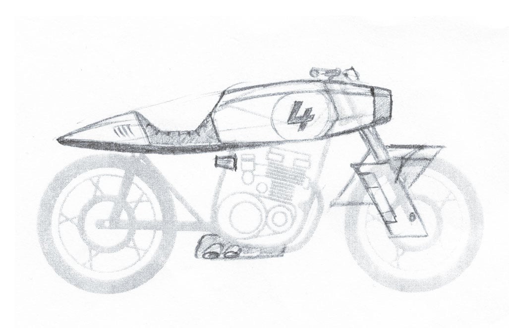 Suzuki GSX 400 F Entwurf Skizze