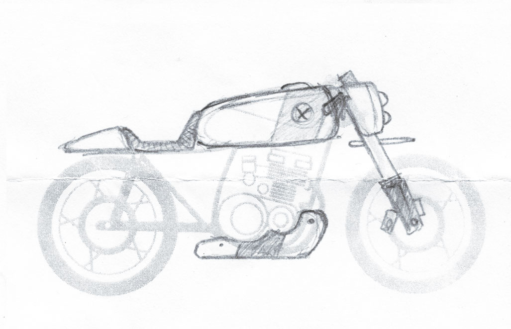 Suzuki GSX 400 F Entwurf Skizze